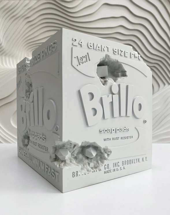 Eroded Brillo Box Cube Figure